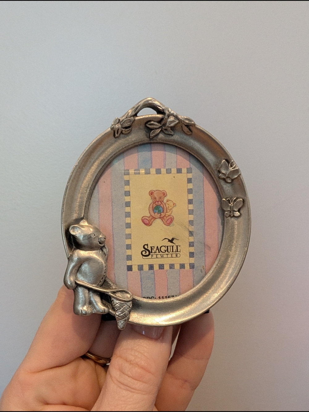 Seagull Pewter Oval Bear Picture Frame - Silver
